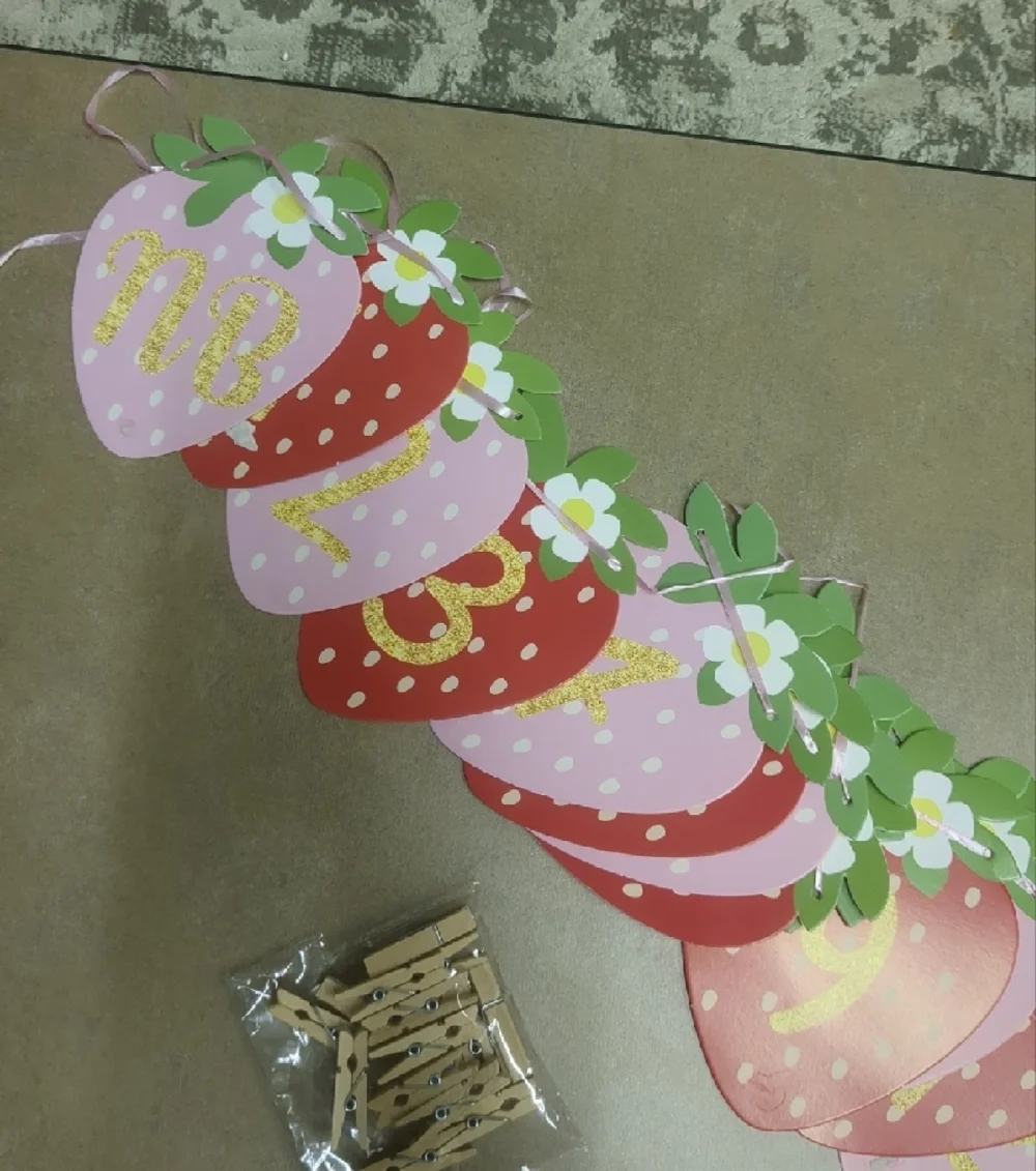 Strawberry Birthday Multipak,Banner, Cake Topper & Cupcake Toppers - & More